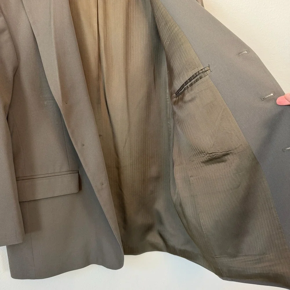 Haggar Black‎ Label Blazer Mens 46R Brown Wool Blend 3 Button Sport Coat Jacket